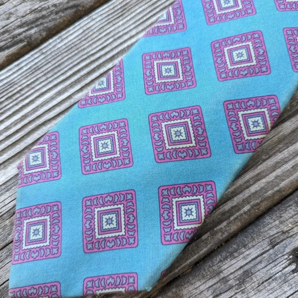 Vintage 90's Burberry Geometric Print Neck Tie